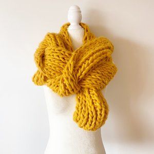 Soft & Chunky Mustard Knit Scarf - EXTRA LONG